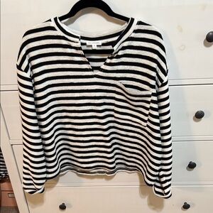 Black and White Striped Long Sleeve Top